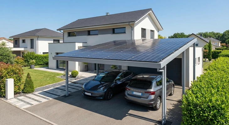 Int&eacute;rieur moderne d'un showroom Tesla avec v&eacute;hicule &eacute;lectrique noir en charge